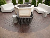 stamped circle patio